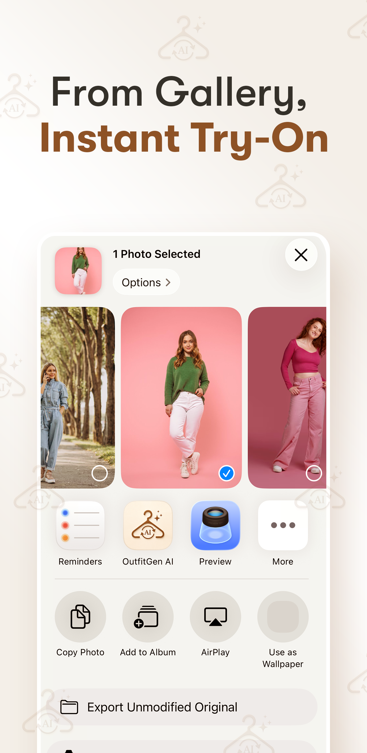 Share from gallery for instant try-on